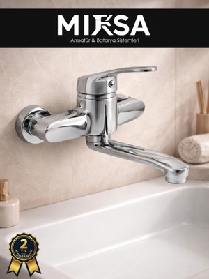 Mixsa Alttan Aplik Duvardan Lavabo-Eviye Bataryası Çeşmesi Musluğu Çift Su Girişli