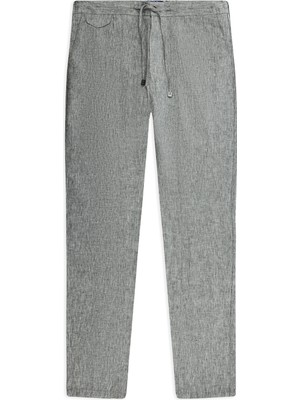 Abdullah Kiğılı Regular Fit Standart Kesim Beli Lastikli İpli Keten Jogger Pantolon
