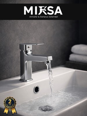 Mixsa Krom Kare Sabit Banyo Lavabo Musluğu Bataryası