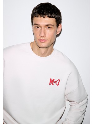Mavi M Kalp Işlemeli Bisiklet Yaka Pembe Sweatshirt 0S10577-70989