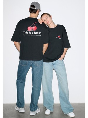 Mavi This Is A Lemon Sırt Baskılı Siyah Tişört 0613255-71379