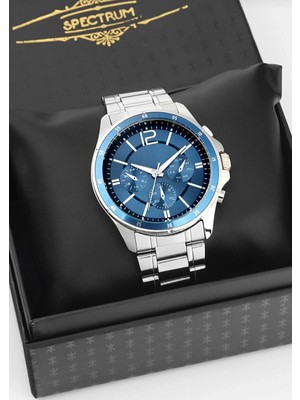 Gümüş Renkli Mavi Kadranlı Çelik Marka Model Erkek Saat