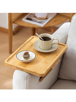 Myplas Modern Ahşap Koltuk Sehpası Tepsi Dekoratif