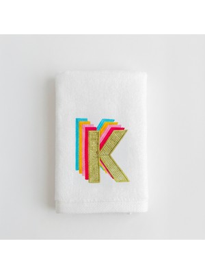 Ge Living K Harfi Nakışlı El Havlusu 30X50 cm | Kişiye Özel Misafir Havlusu