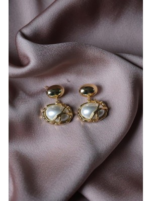 Savorzy Amorf Kesim Inci Detaylı Küpe