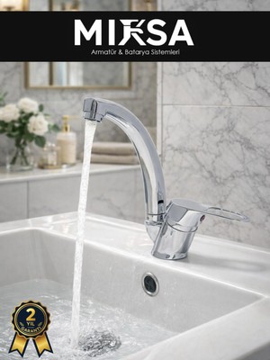Mixsa Mix Kuğu Banyo Lavabo Bataryası Çeşmesi Musluğu Çift Su Girişli