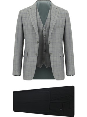 Kiğılı 7 Drop Slim Fit Dar Kesim Kombinli Yelekli Takım Elbise