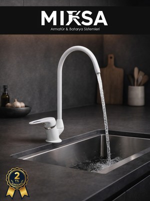 Mixsa Lüx Beyaz Aç Kapa Arıtma Musluğu Bataryası