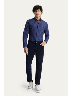 Kiğılı Slim Fit Dar Kesim Likralı Kadife Pantolon