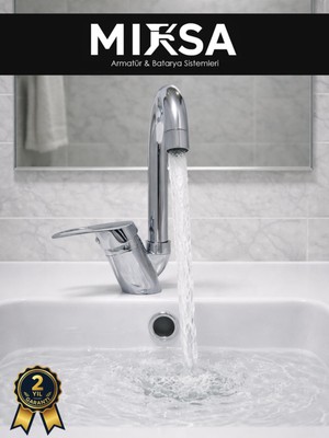 Mixsa Baston Borulu Banyo Lavabo Bataryası, Musluğu, Çeşmesi Çift Su Girişli