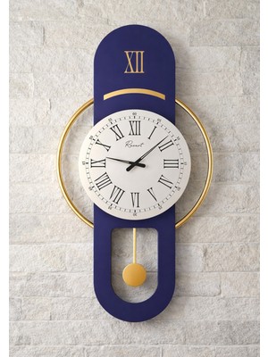 Racart Hareketli Sarkaç, Cam Yüzeyli, Metal Halkalı, Dekoratif Duvar Saati Roma 70CM