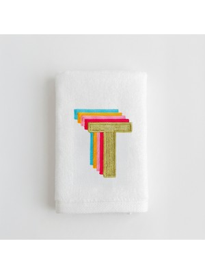 Ge Living T Harfi Nakışlı El Havlusu 30X50 cm | Kişiye Özel Renkli Misafir Havlusu