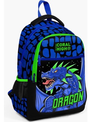 Hepta Collection High Üç Gözlü Erkek Çocuk Ilk ve Orta Okul Çantası - Lacivert Yeşil Dragon