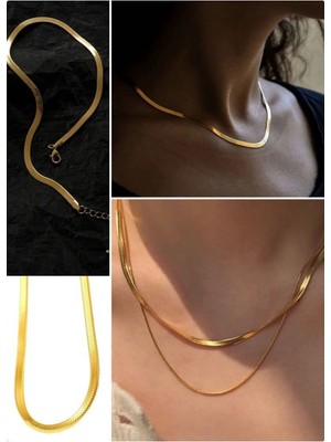 Munico Altın Renk Paslanmaz Çelik Yılan Choker Kolye Zincir Yüksek Kaliteli Klavikula Bıçak Bildirimi Kadın