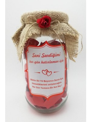 Munico Aşk Kavanozu Sevgililer Günü Hediyesi 365 Kalpli Söz Yazılı Sevgiliye Özel Romantik Yıldönümü