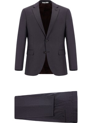 Kiğılı 7 Drop Slim Fit Dar Kesim Desenli Takım Elbise Acı Kahve Renk Erkekler İçin Şık Tasarım