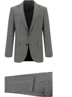 Abdullah Kiğılı 6 Drop Regular Fit Standart Kesim Desenli Yün Takım Elbise