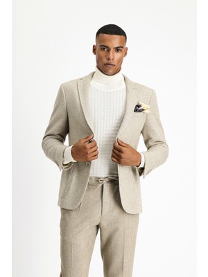 Kiğılı 4 Drop Relaxed Fit Rahat Kesim Yünlü Çizgili Spor Örme Ceket