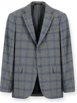 Abdullah Kiğılı 6 Drop Regular Fit Standart Kesim Yünlü Ekose Italyan Ceket