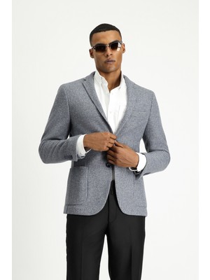 Kiğılı 4 Drop Relaxed Fit Rahat Kesim Yünlü Çizgili Spor Örme Ceket