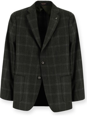 Abdullah Kiğılı 6 Drop Regular Fit Standart Kesim Ekose Yünlü Ceket