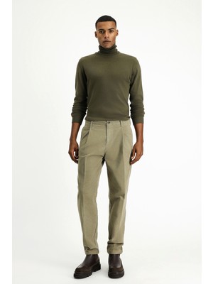 Kiğılı 6 Drop Regular Fit Standart Kesim Likralı Pileli Kadife Pantolon