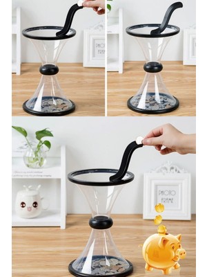 Munico Huni Şeklinde Ilginç Tasarımlı Kumbara Bozuk Paralar Için Çocuklara Özel Kara Delik Girdap Şeffaf