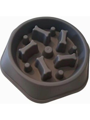 Delixa Köpek Mama Kabı Yavaş Besleyici, Anti-Boğulma Obezite Önleyici Gıda Dağıtıcı (Gri)