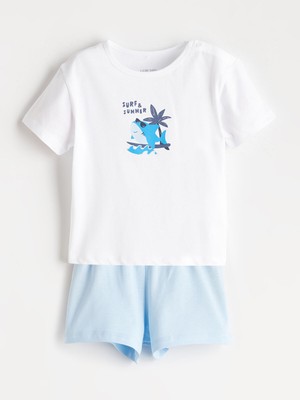 Lc Waikiki Yeni Sezon Baskılı Erkek Bebek Tişört ve Şort 2'li