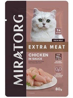 Delixa Miratorg Sterilised Gravy Kısırlaştırılmış Tavuklu Kedi Yaş Maması 80 gr x 24 Adet