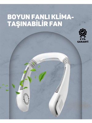 Mestore USB Şarjlı Giyilebilir Fan | 5 Kademeli Rüzgar Hızı, Sessiz Turbo Soğutma, 360° Hava Sirkülasyonu
