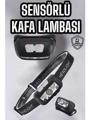 Mestore Kafa Lambası Kamp Lambası Sensörlü Şarjlı Ayarlanabilir
