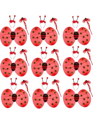 Skygo Uğur Böceği Kostüm Seti - Kanat Taç Asa 3 Parça 12 Adet