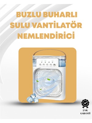 Mestore Taşınabilir 3'ü 1 Arada Mini Fan | Nemlendirici + Soğutucu + Gece Lambası