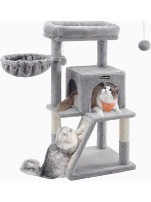 Delixa Feandrea Tırmalama Tahtası, Geniş Platformlu Kedi Ağacı, Açık Gri PCT51W