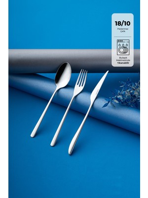 UltraMint Şık 18 Parça Çatal Kaşık Bıçak Takımı, 6 Kişilik Set