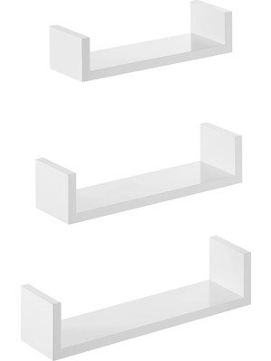 Delixa Duvar Rafları, 3'lü Set, U Şeklinde Yüzer Raflar, Çok Parlak Yüzey, Yaratıcı Fikirler, Mdf'den Yapıl