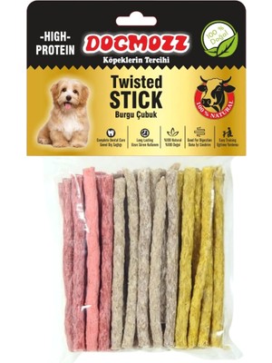 Delixa Dogmozz Premium Deri Ince Burgu Stick Munchy Köpek Kemiği 50 Adet