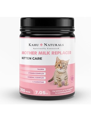 Delixa Kahu Naturals Kitten Care Milk Replacer, Anne Sütü Destekli Yavru ve Hamile Kedi Süt Tozu, 200 gr