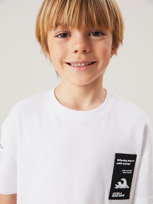 Lc Waikiki Yeni Sezon Bisiklet Yaka Baskılı Erkek Çocuk Tişört