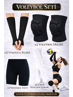 444 Marka Voleybol Dizliği + Voleybol Taytı + Voleybol Elliği + Voleybol Çorabı 7 Parça Voleybol Seti Voleybol