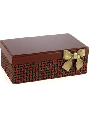 Mikasa Moor Kırmızı Gold Fiyonklu Kumaş Cam Kutu 26X17X10CM