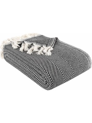 Delixa Carden Pamuklu Koltuk Örtüsü Desenli 200X230 cm Kanepe Çekyat Buldan Bezi Antrasit