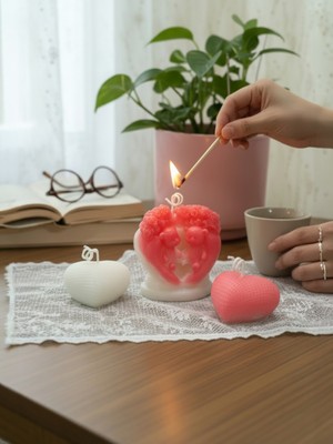 Artnest Sevgililer Günü Kokulu Mum Seti, Hediyelik, Ev Dekoru, Masa Dekoru