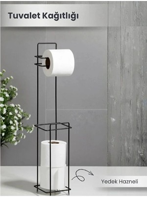 DS LLC Ieg ™ Siyah Standlı Yedek Hazneli Tuvalet Kağıtlığı DSLLCRS-IEGK34