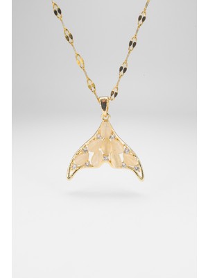 Stella Fortis Kristal Taşlı Balık Kuyruğu Figürlü Kadın Kolye - Estetik ve Zarif | Paslanmaz Çelik