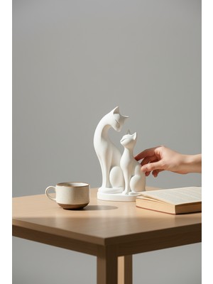 Pazarois Anne Kedi ve Yavru Kedi Figürlü Biblo