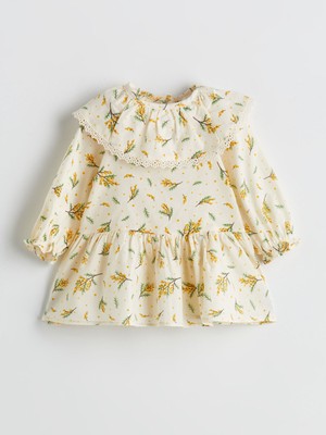 Lc Waikiki Yeni Sezon Kolu Lastikli Çiçekli Kız Bebek Elbise