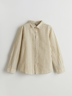 Lc Waikiki Yeni Sezon Çizgili Keten Karışımlı Erkek Çocuk Gömlek