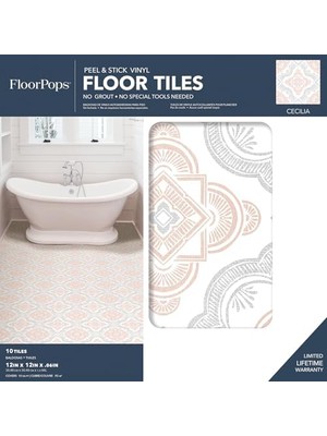 Storemax FP3566 Cecilia Peel Stick Yer Karosu, Beyaz ve Kirli Beyaz